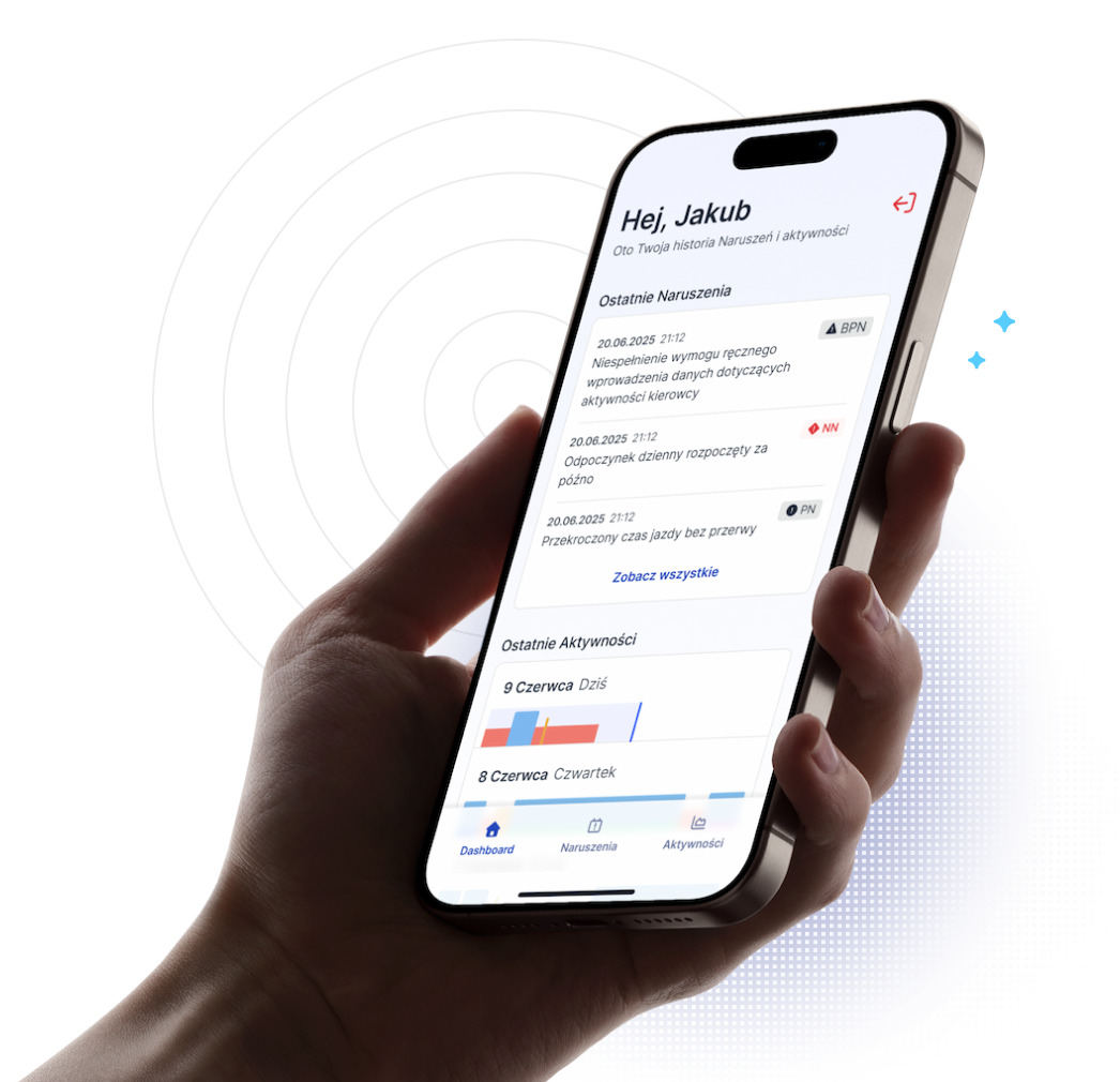 Aplikacja EasyTacho na telefonie